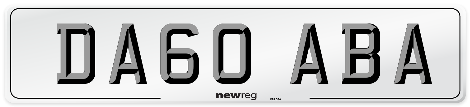 DA60 ABA Number Plate from New Reg